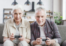 old people playing video games