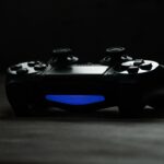 black and blue game controller